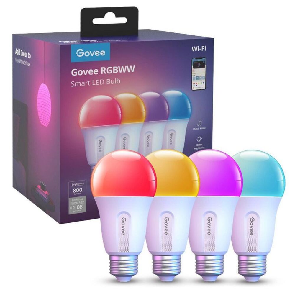 Wi-Fi 800LM RGBWW 4pk LED Bulb: Home Theater Accessories Wireless Bias Lighting